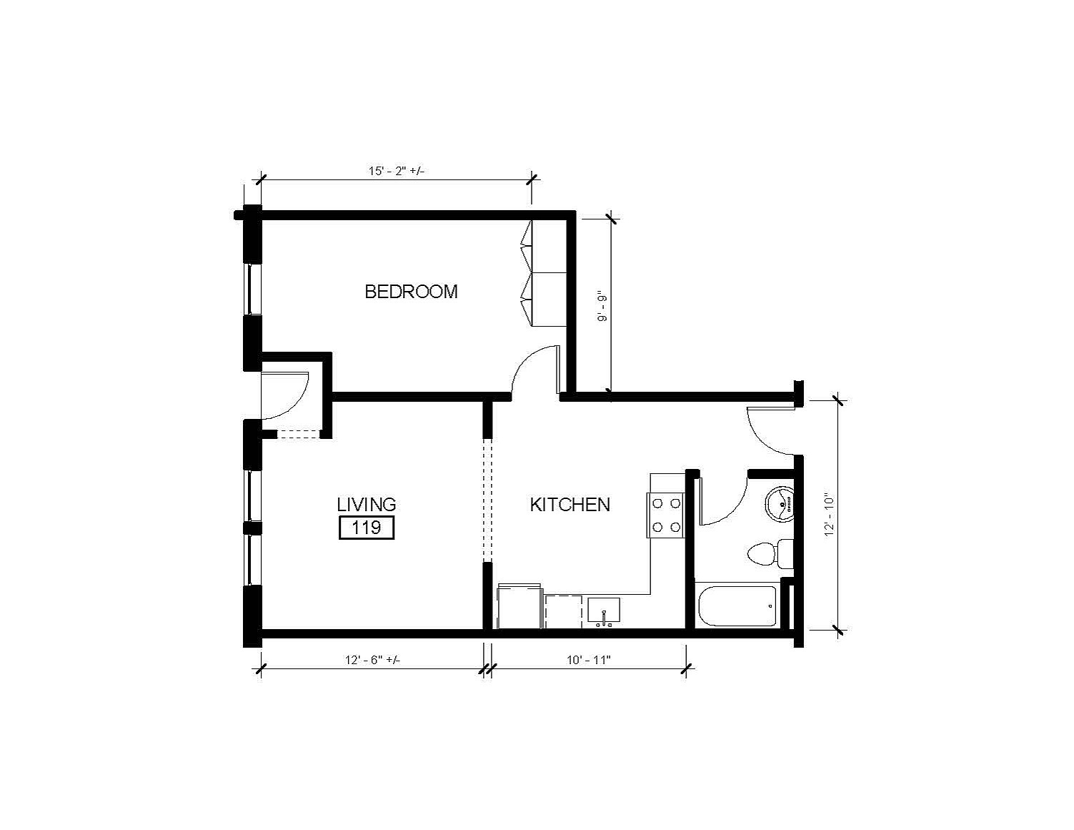 1 Bedroom K Floor Plan