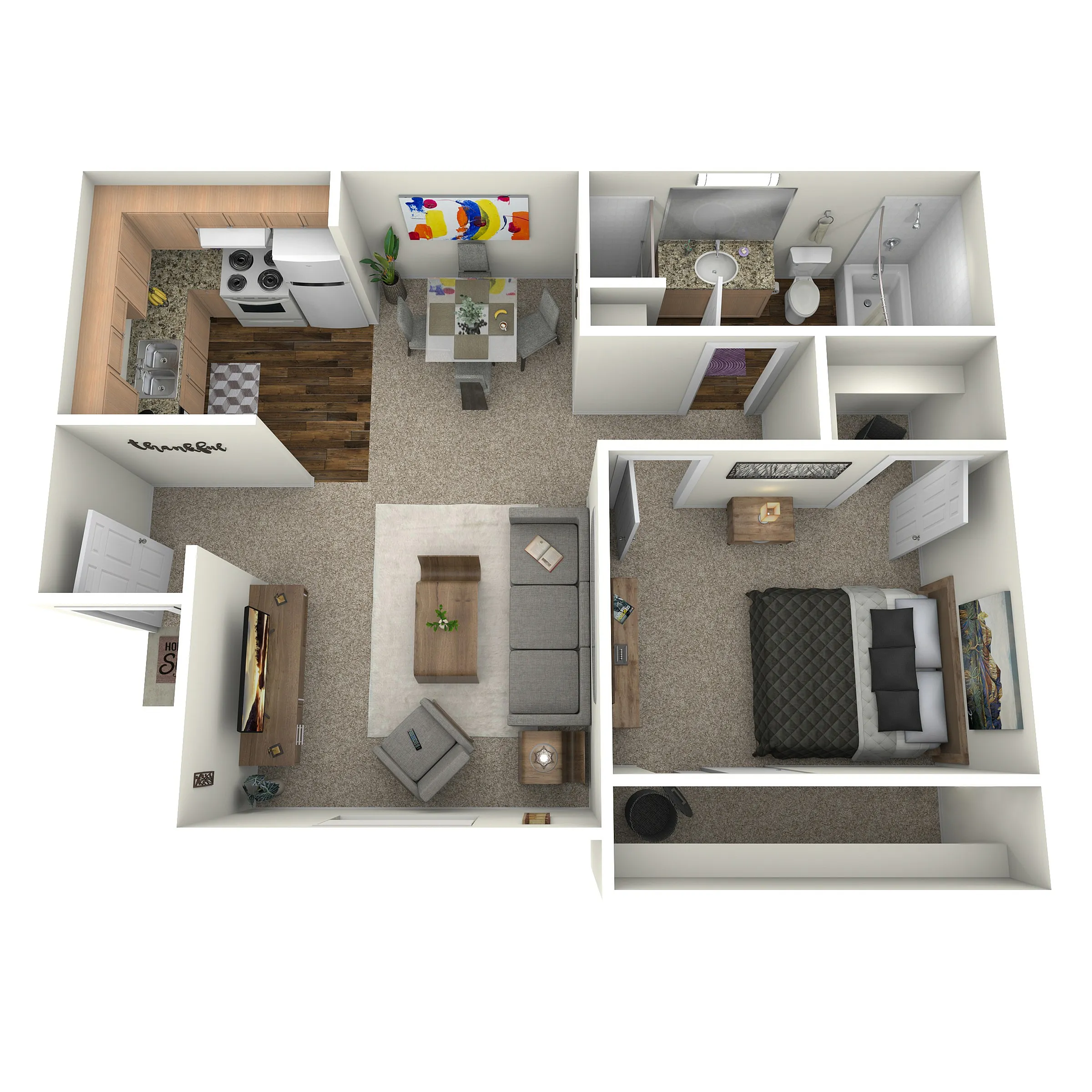 One Bedroom One Bathroom Floor Plan