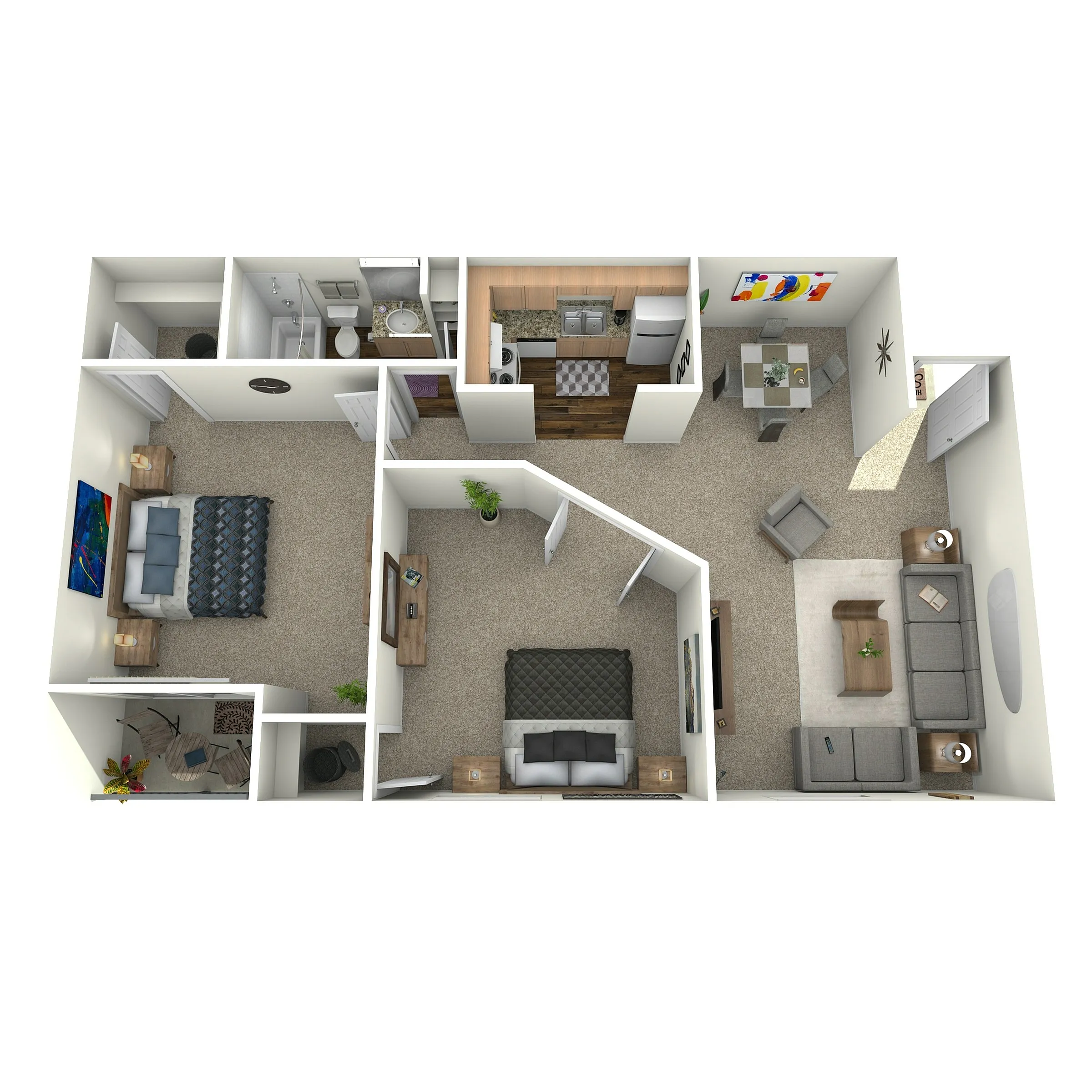 Two Bedroom One Bathroom Floor Plan