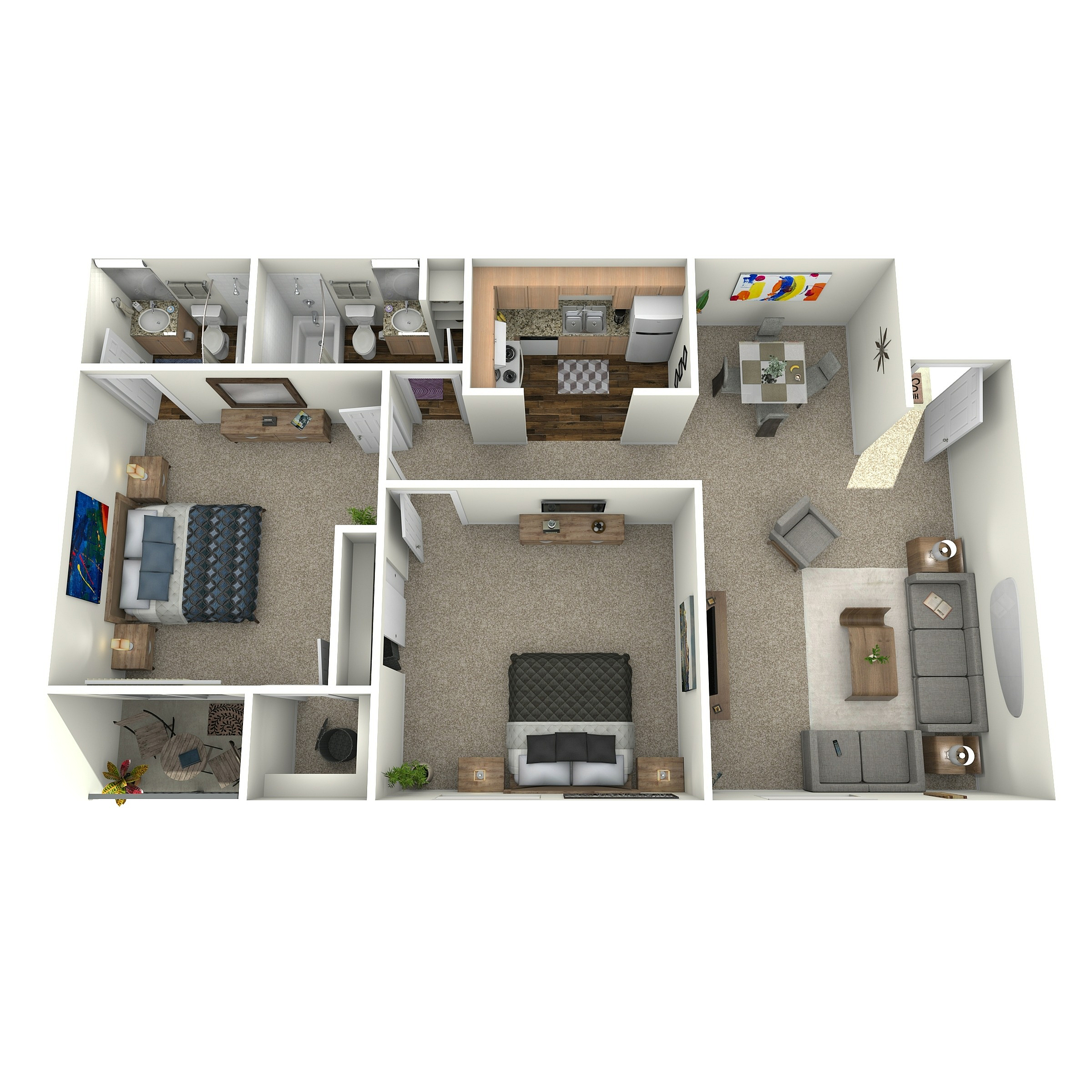 Two Bedroom Two Bathroom Floor Plan