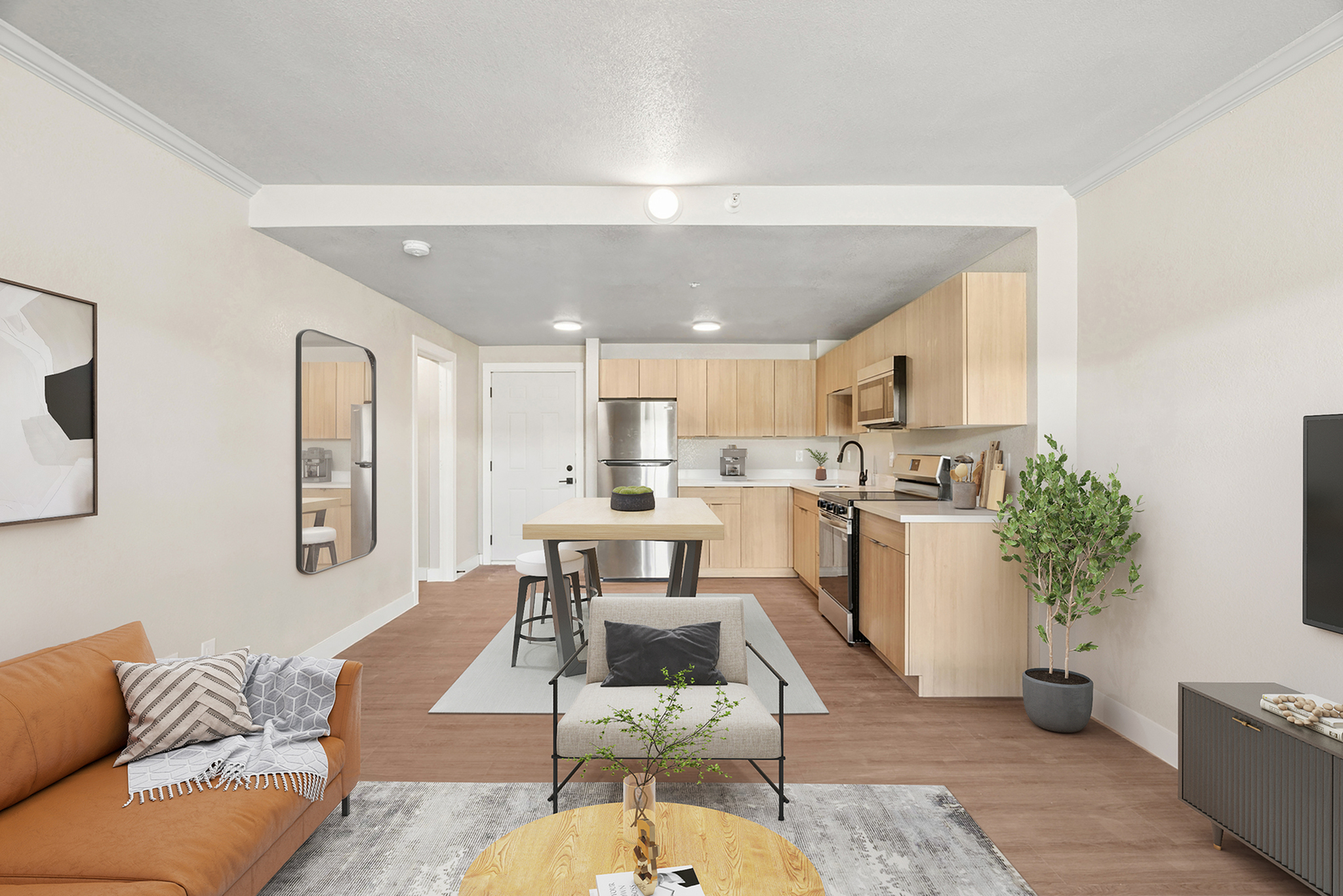 Virtually staged one-bedroom at Solaris at Tucson