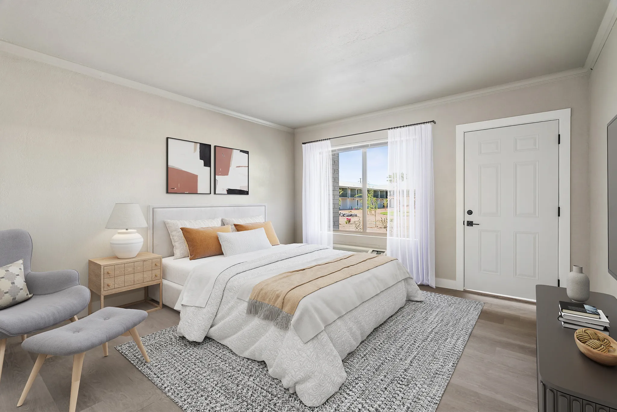 Virtually staged studio at Solaris at Tucson