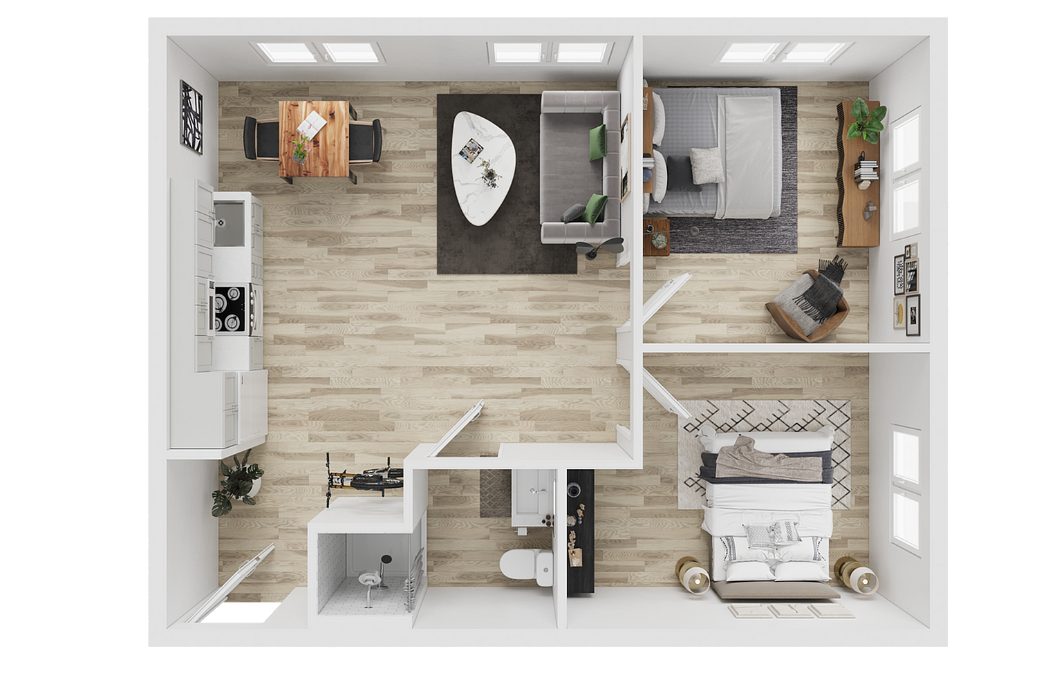 3d two bedroom floor plan