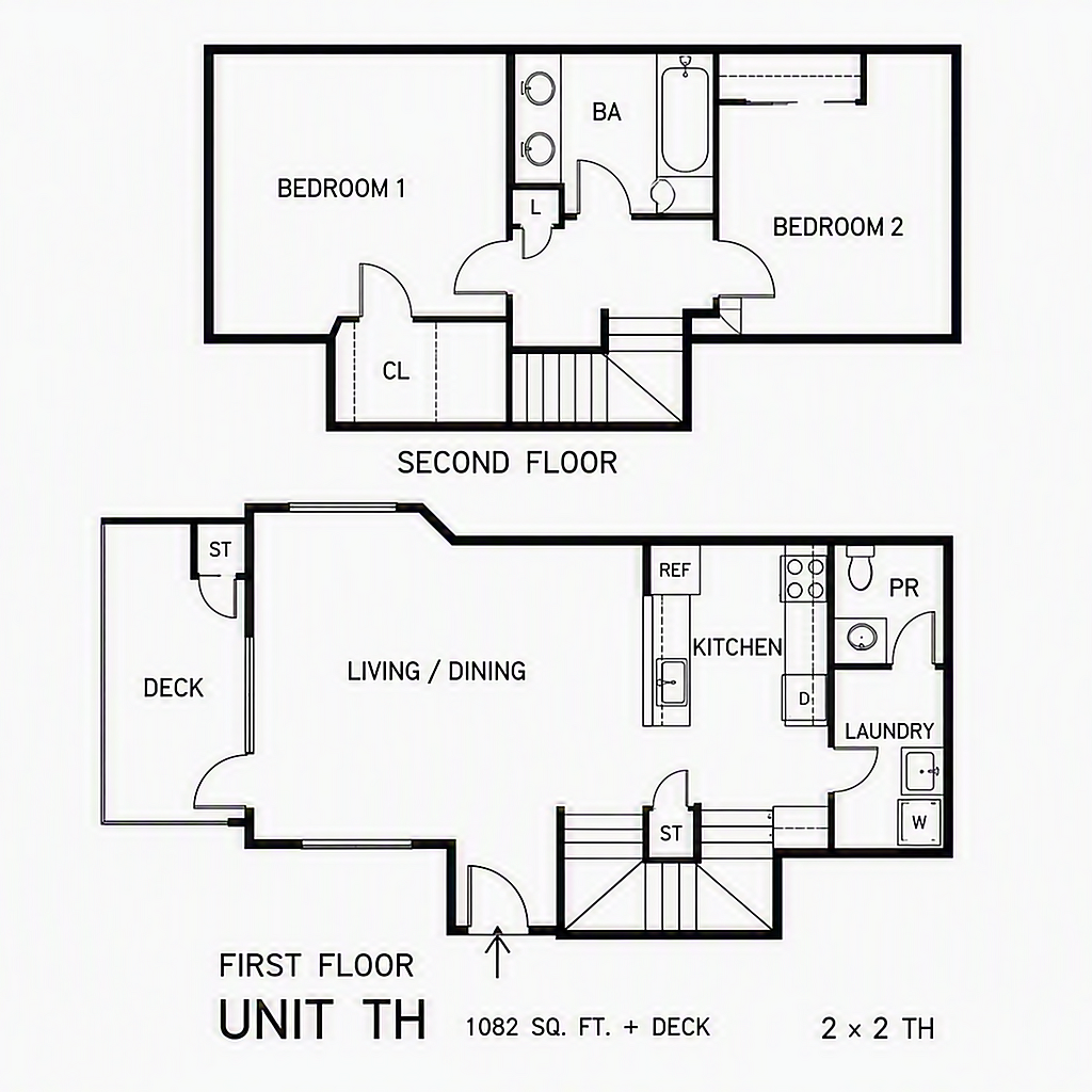 2x2 townhouse floorplan