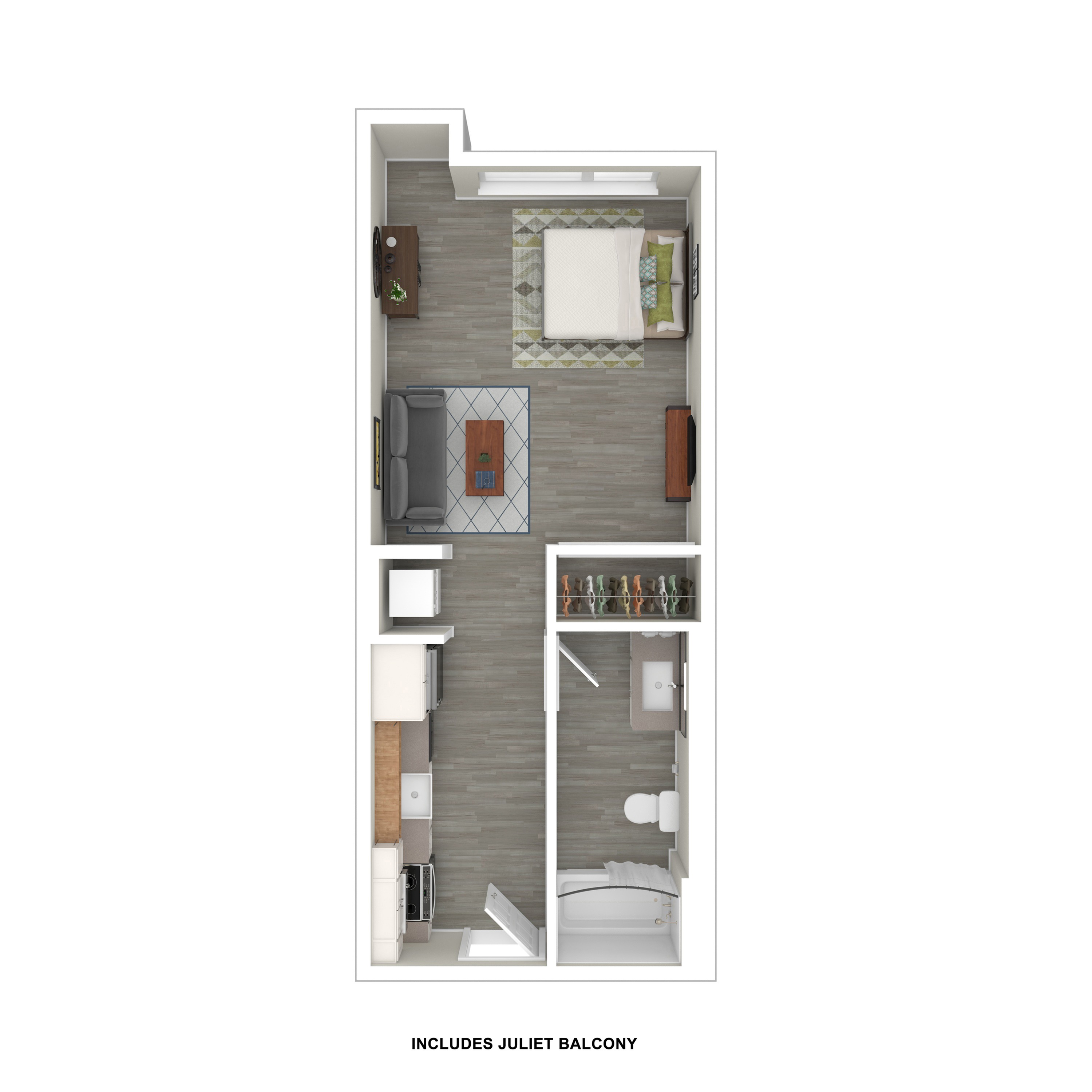3D Furnished Floor Plan Studio C