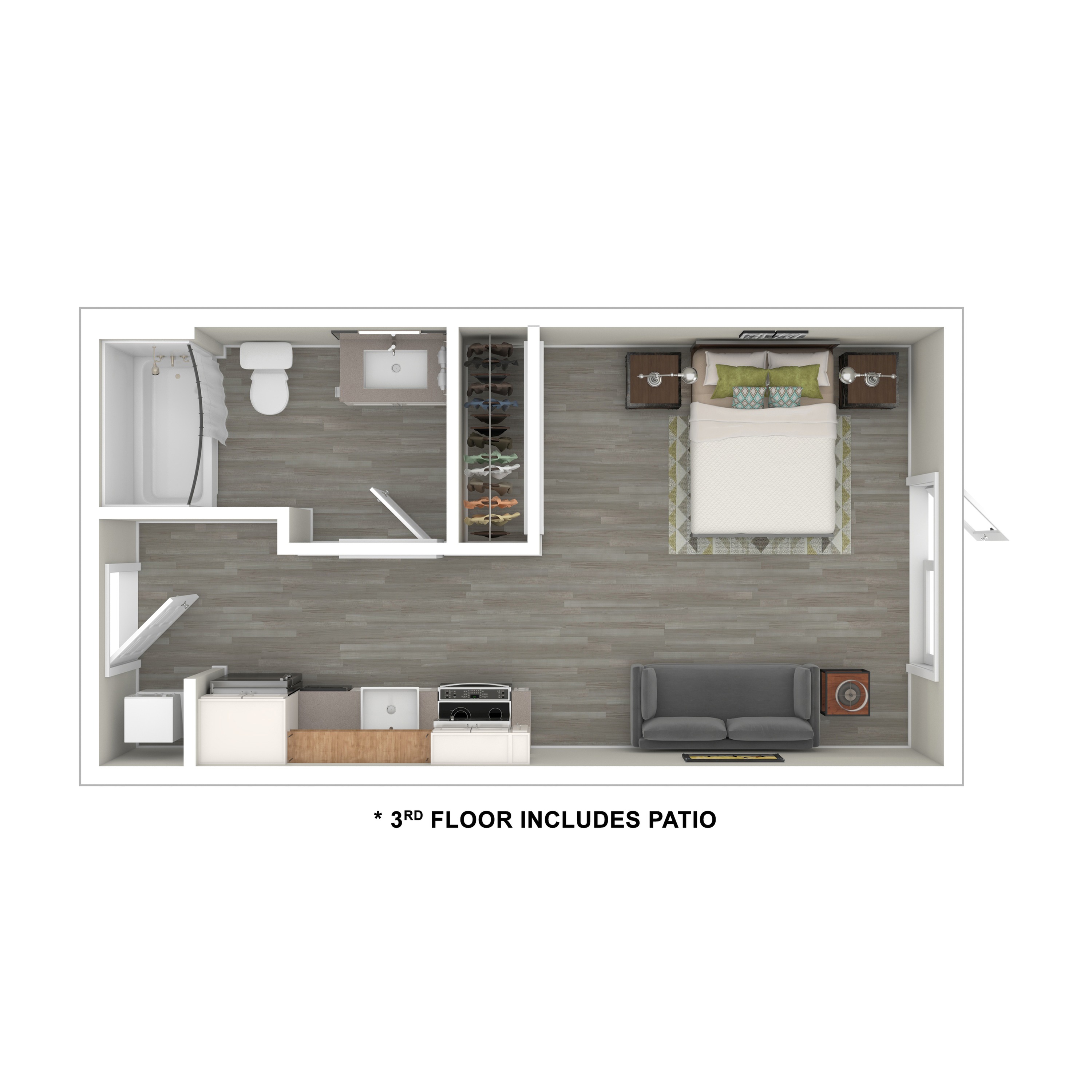 3D Furnished Floor Plan Studio F