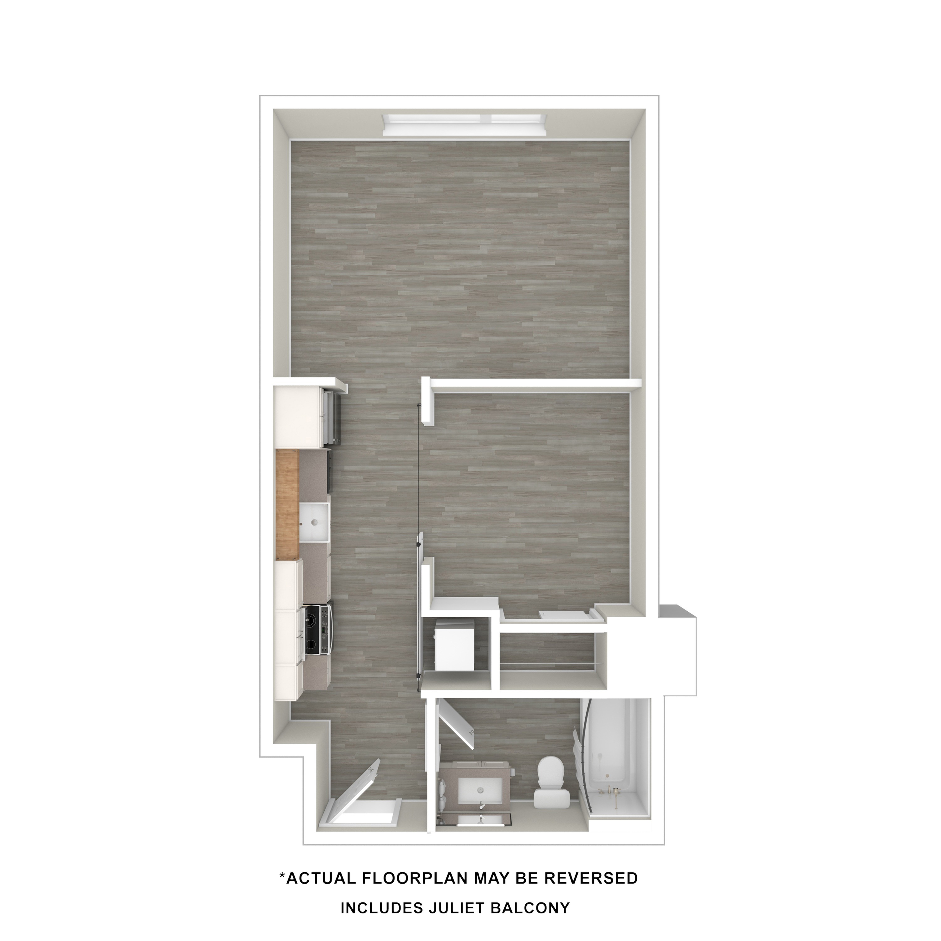 3D Floor Plan 1x1 E, F