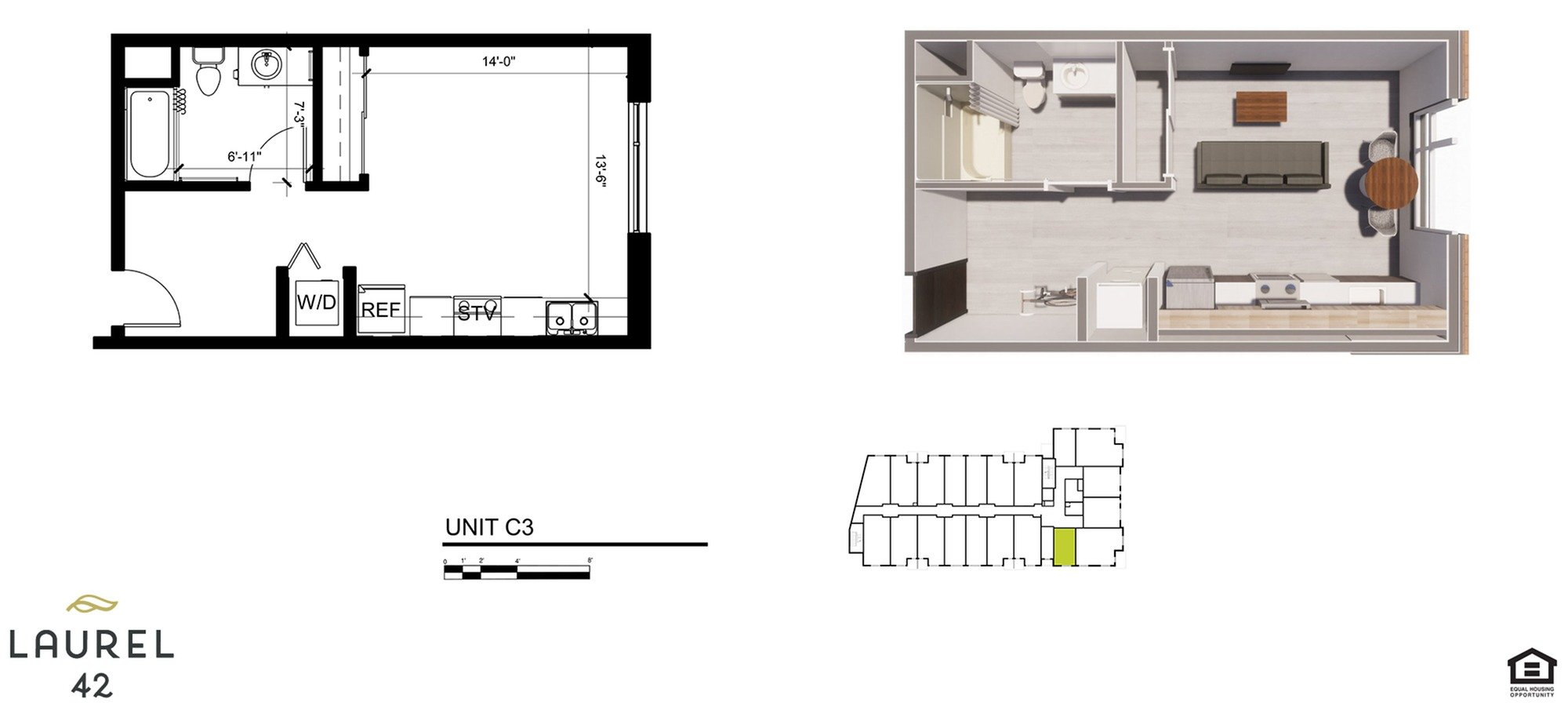 Studio 2D/3D Floor Plan - Studio C