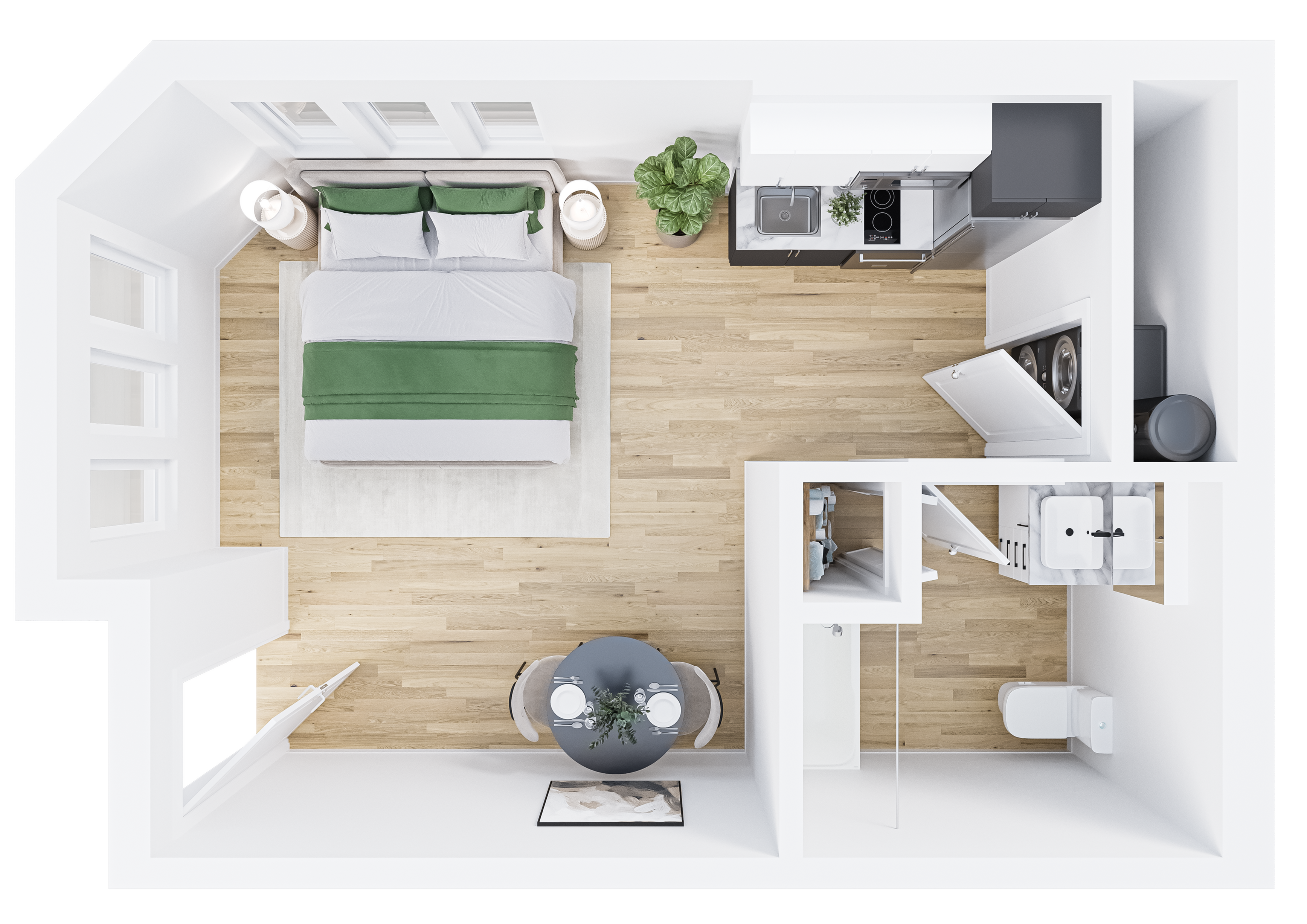 0x1A studio income restricted - 3D Floor Plan