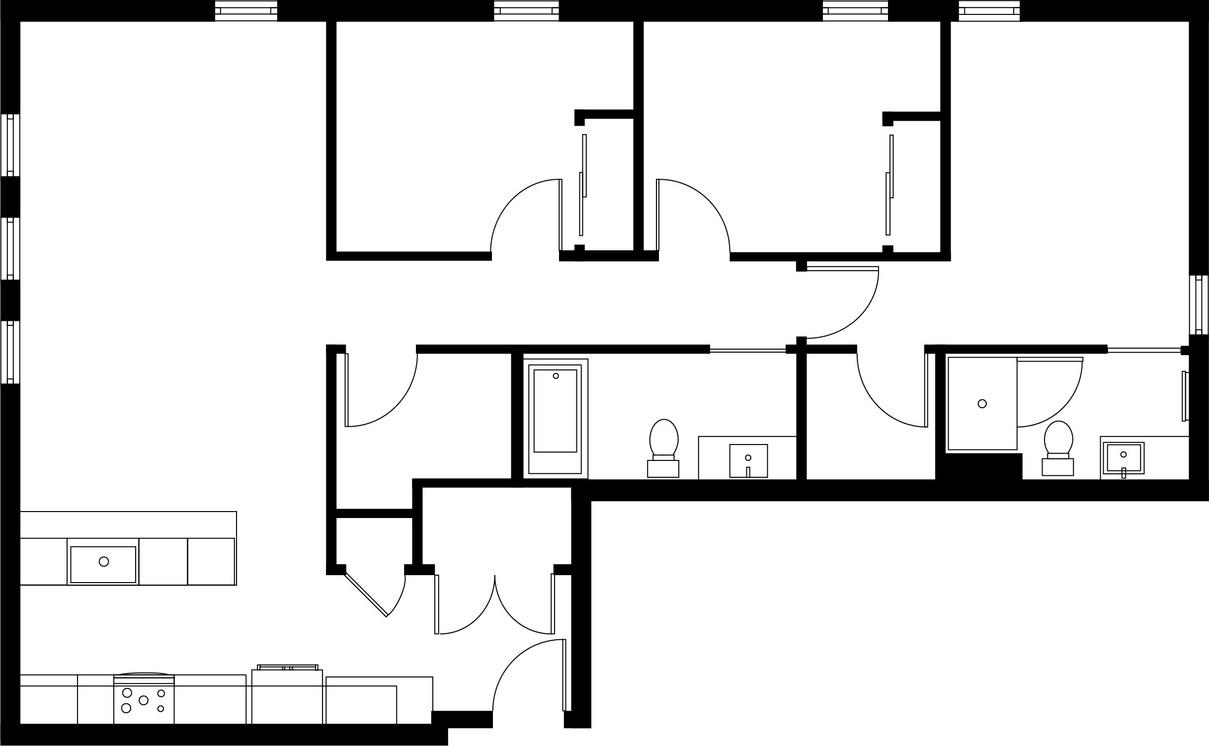 2D 3-Bedroom, 2-bathroom Floor plan for Income Restricted Apartment Home