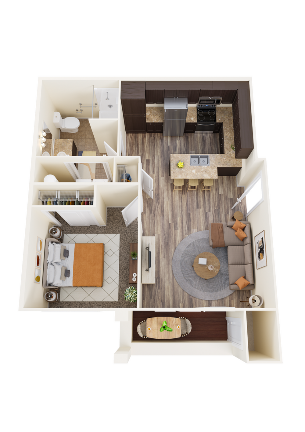 One-Bedroom, One-Bathroom B Floor Plan