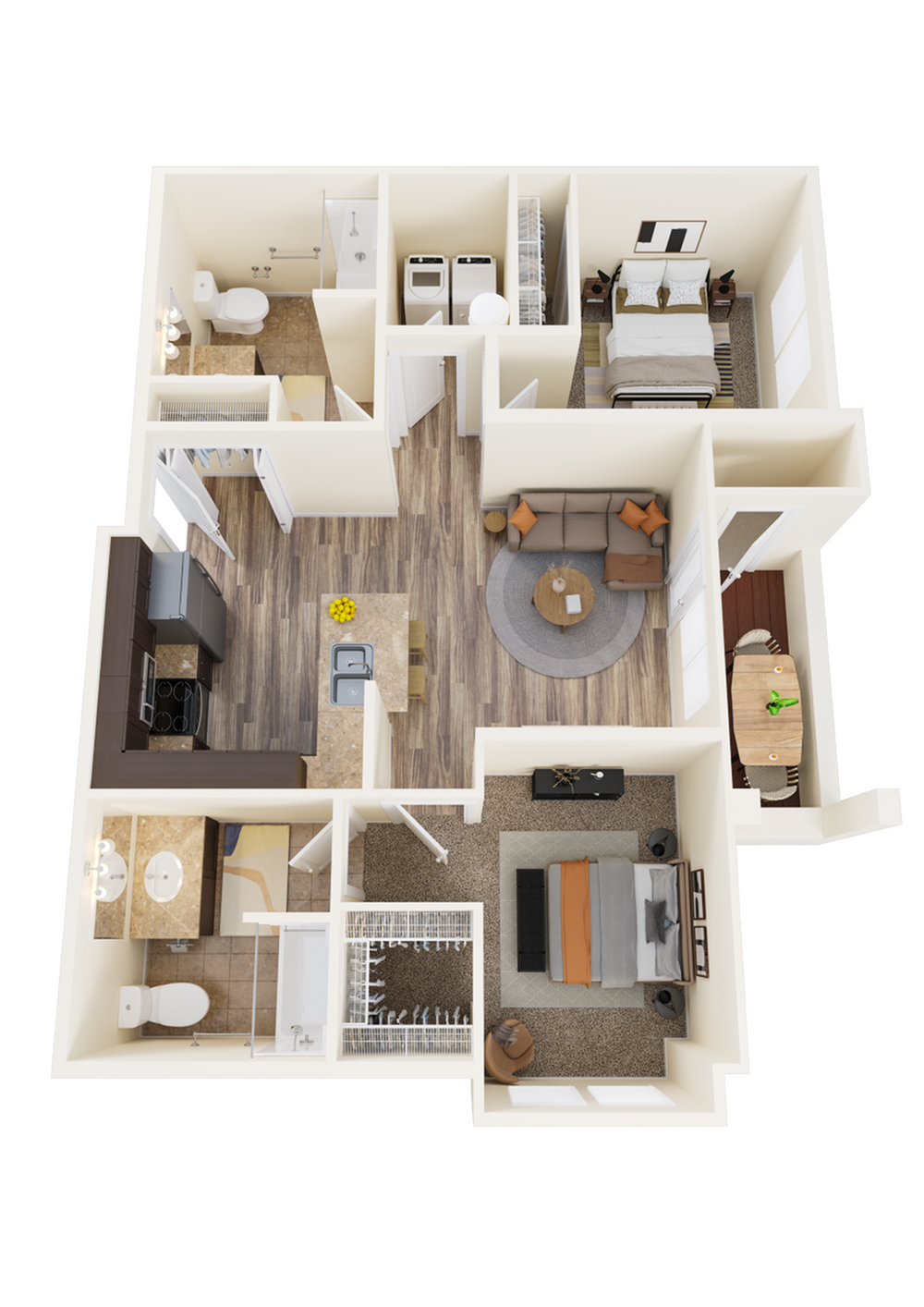 Two-Bedroom, Two-Bathroom B Floor Plan