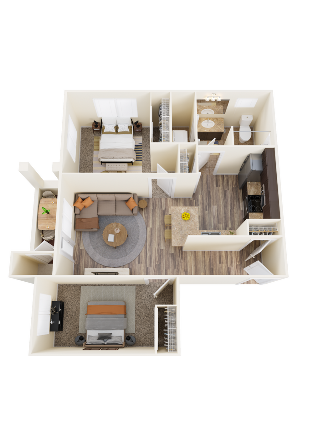 Two-Bedroom, Two-Bathroom C Floor Plan