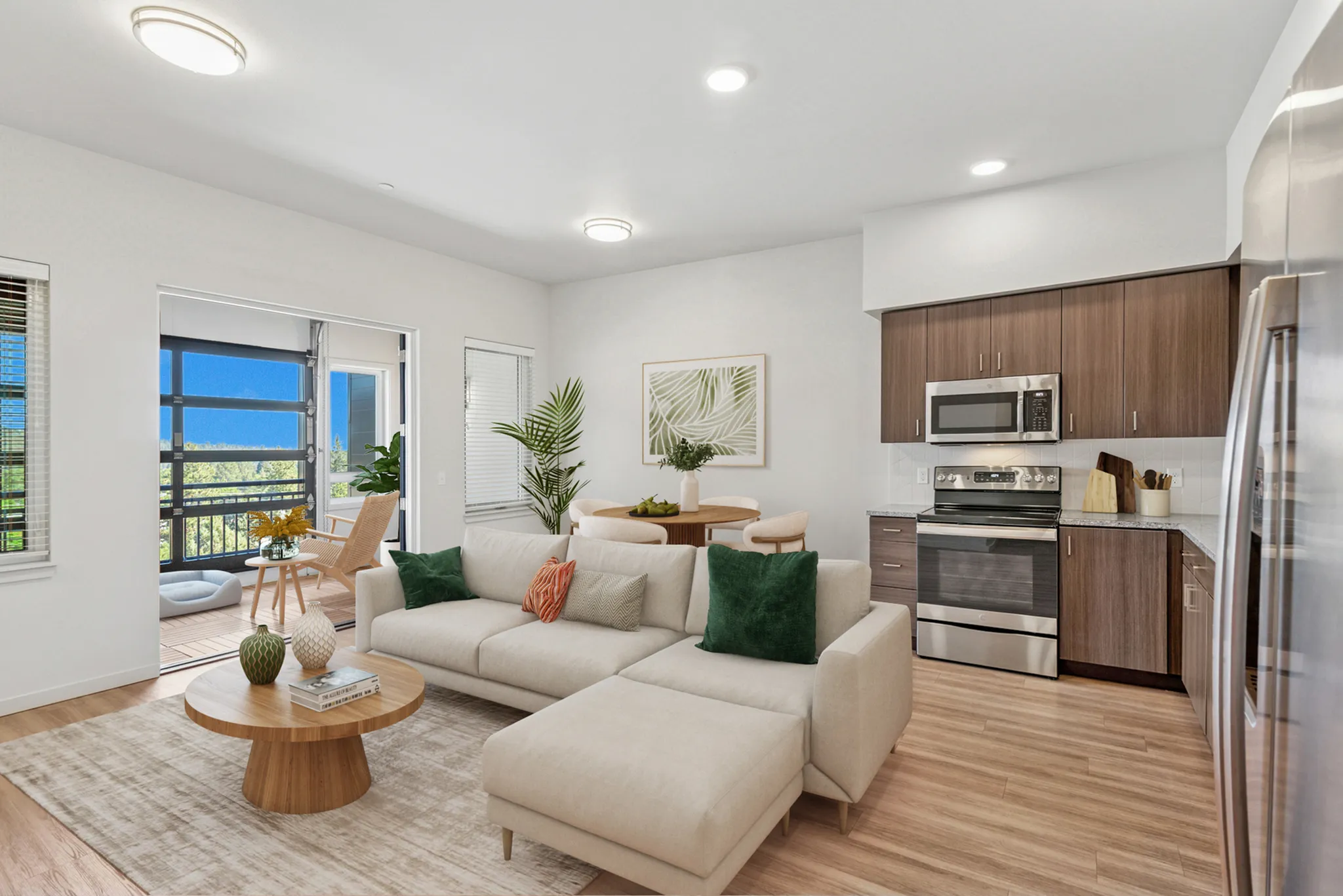 The hixon living room and kitchen