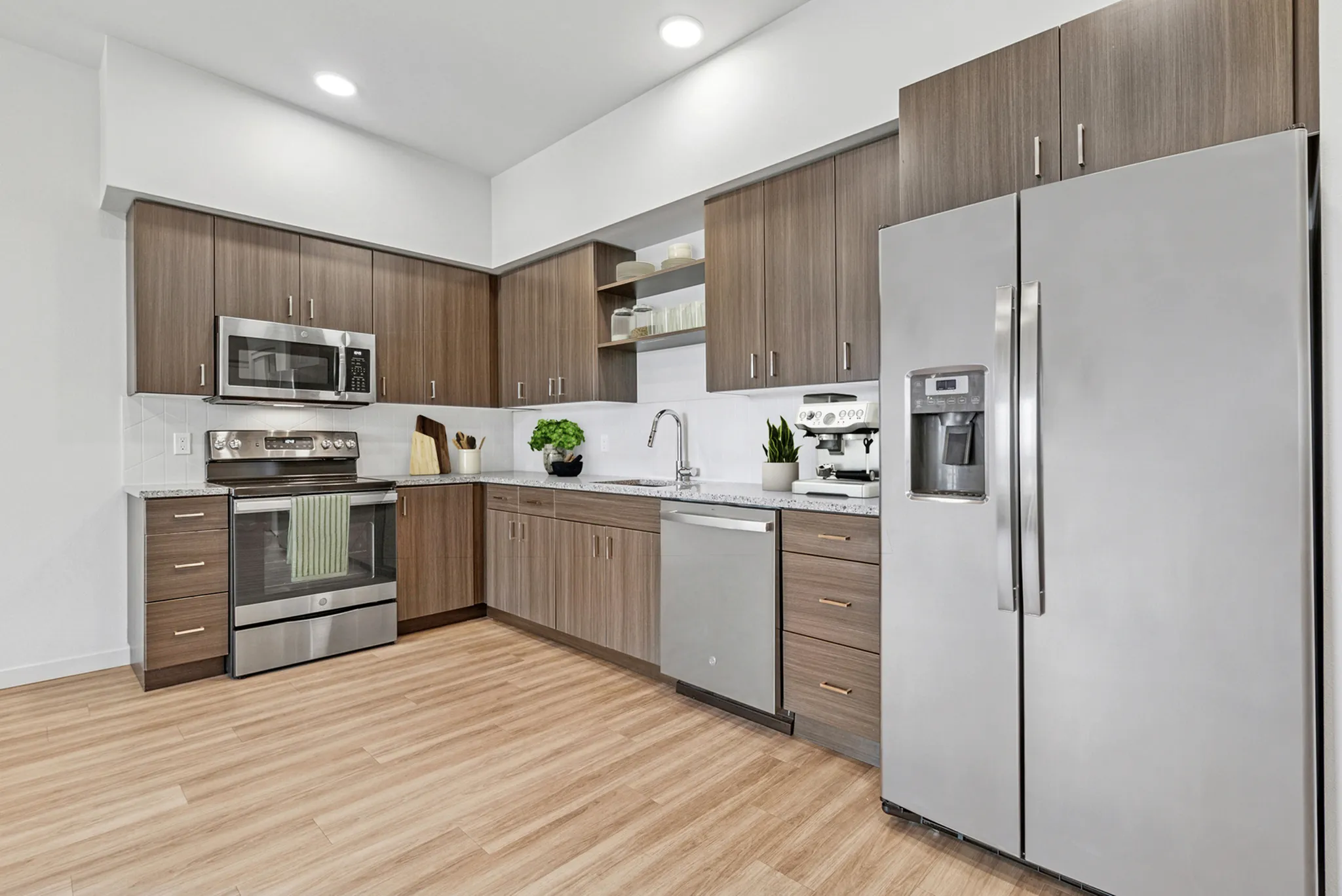 Kitchen with stainless steel appliances