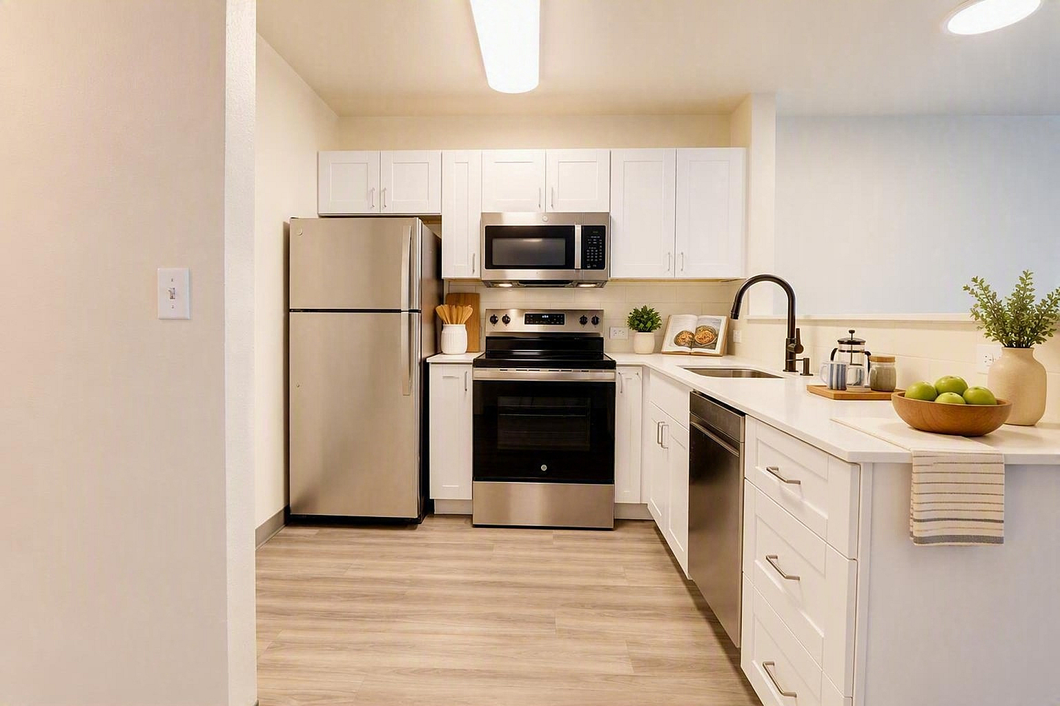 virtually staged kitchen at solthea apartments