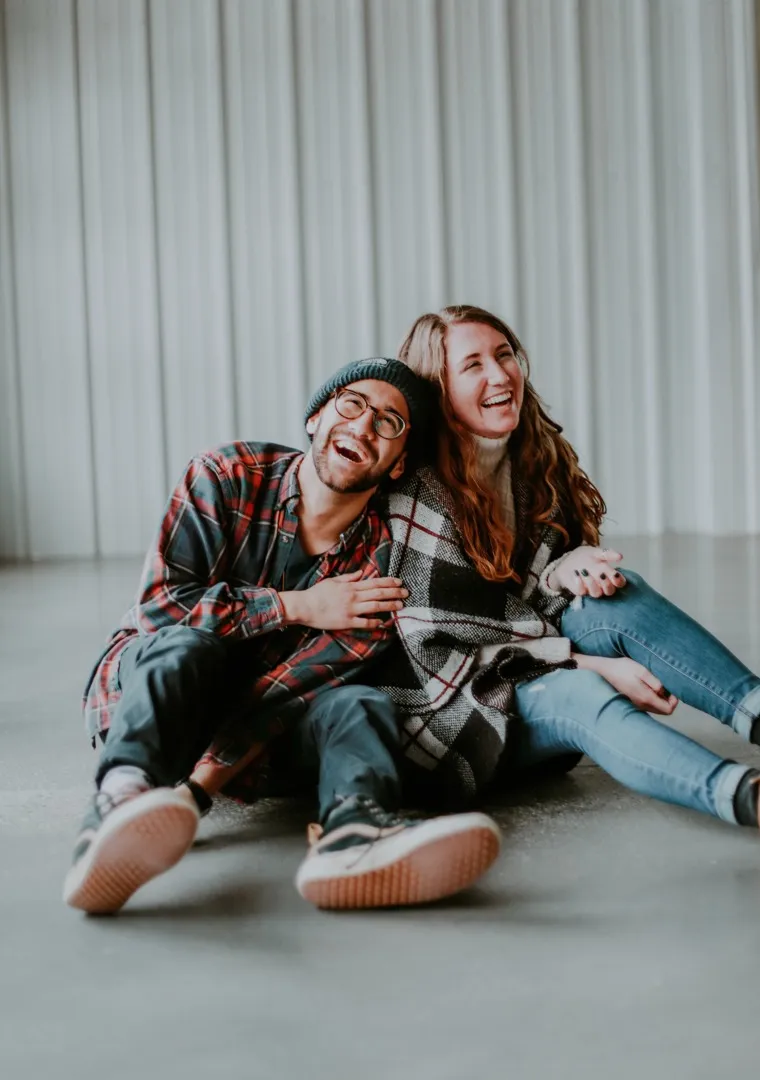 two people laughing
