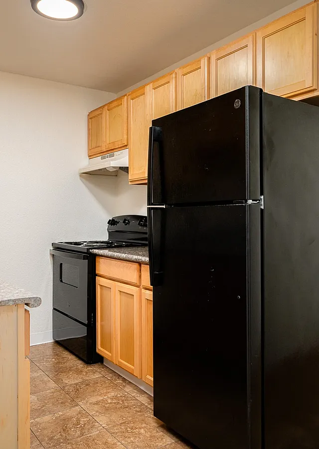 kitchen with black appliances
