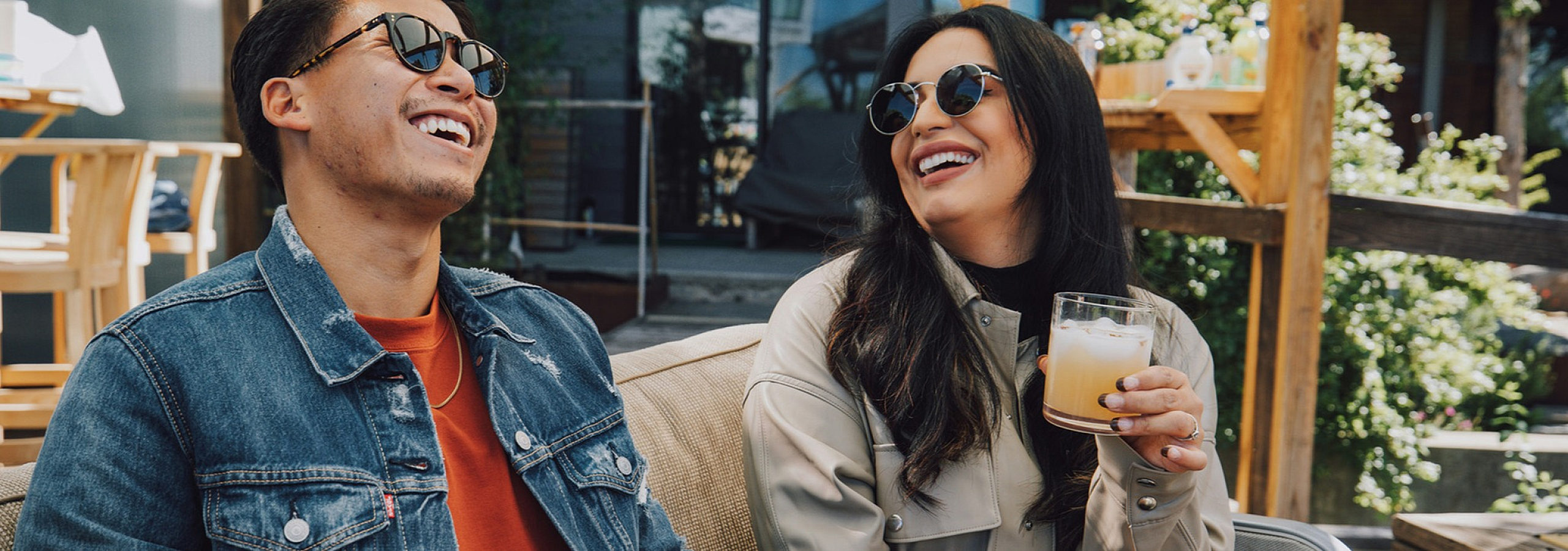 two people laughing