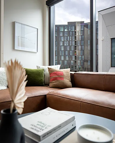 corner of couch at slate apartments
