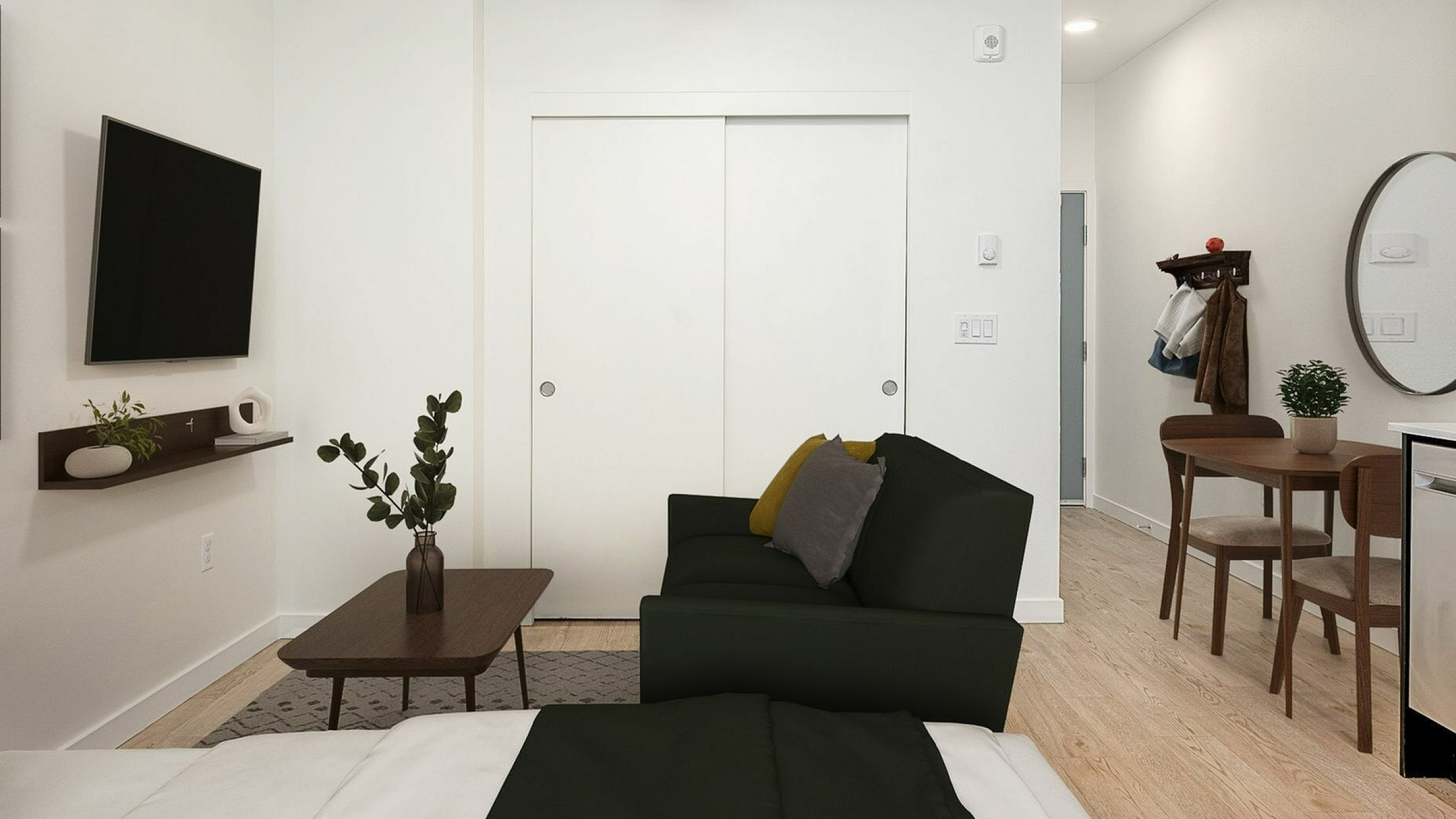 virtually staged studio apartment at 330 dekum