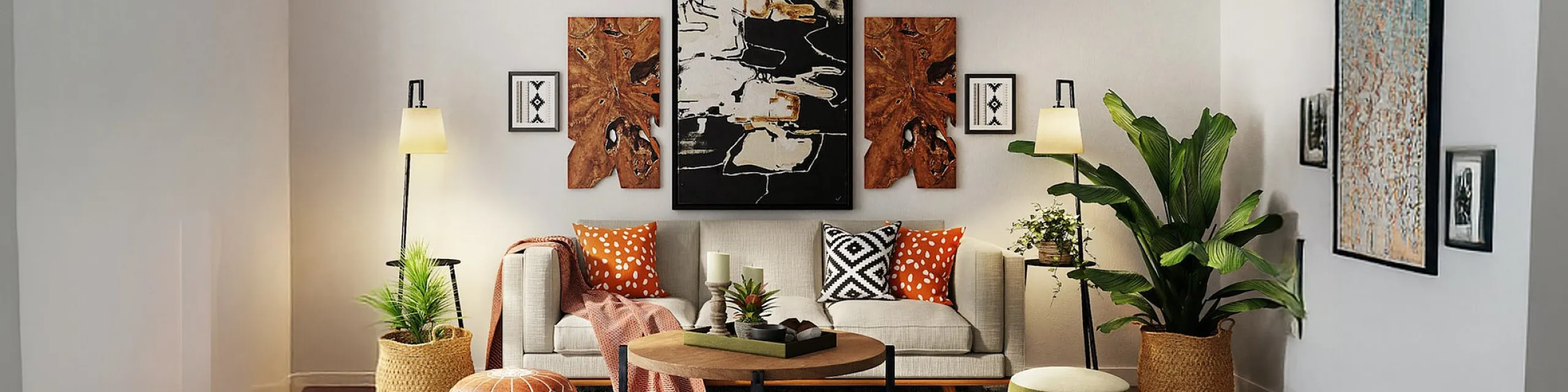 taupe sofa and accent pillows
