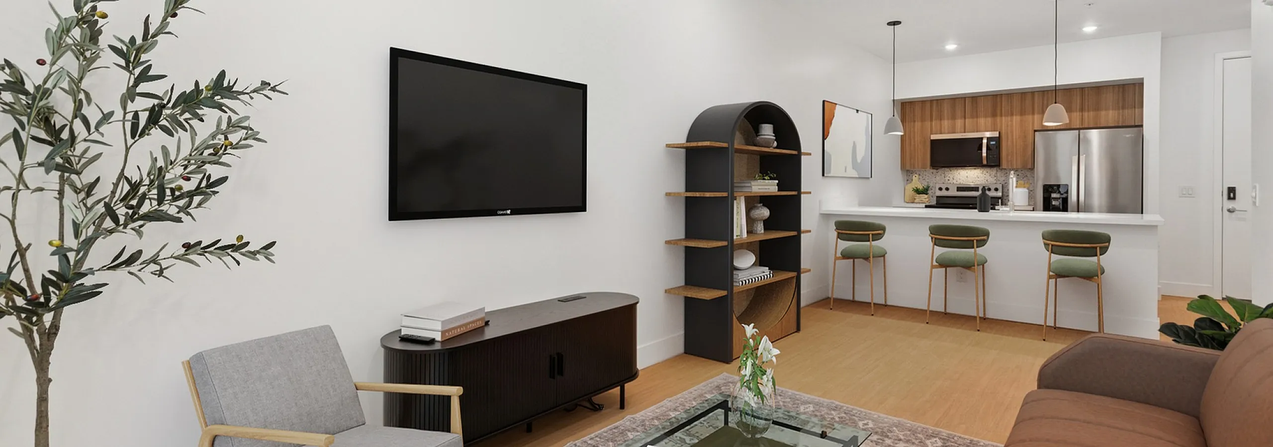 living room AND KITCHEN AREA
