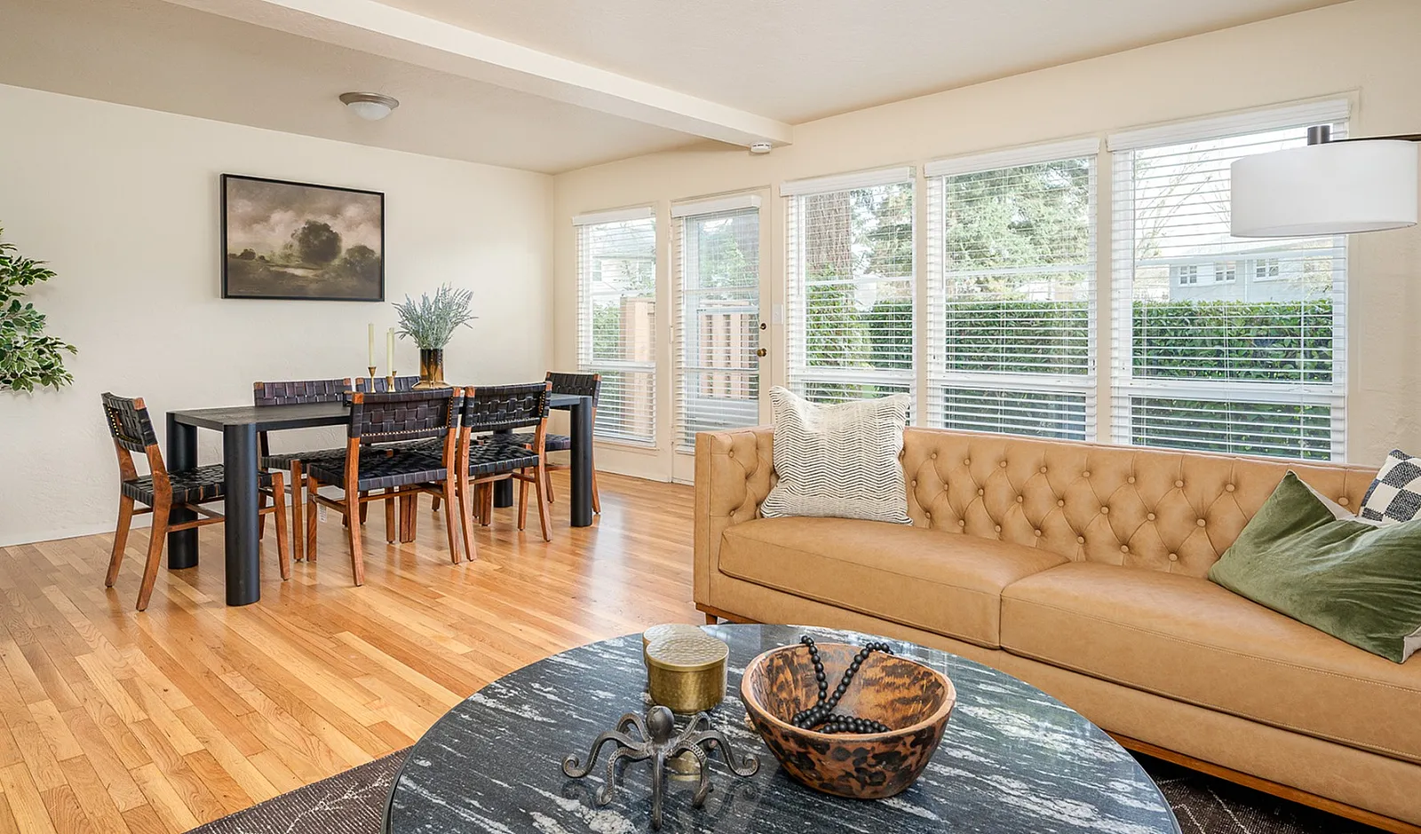 Dining and Living Room with Large Windows