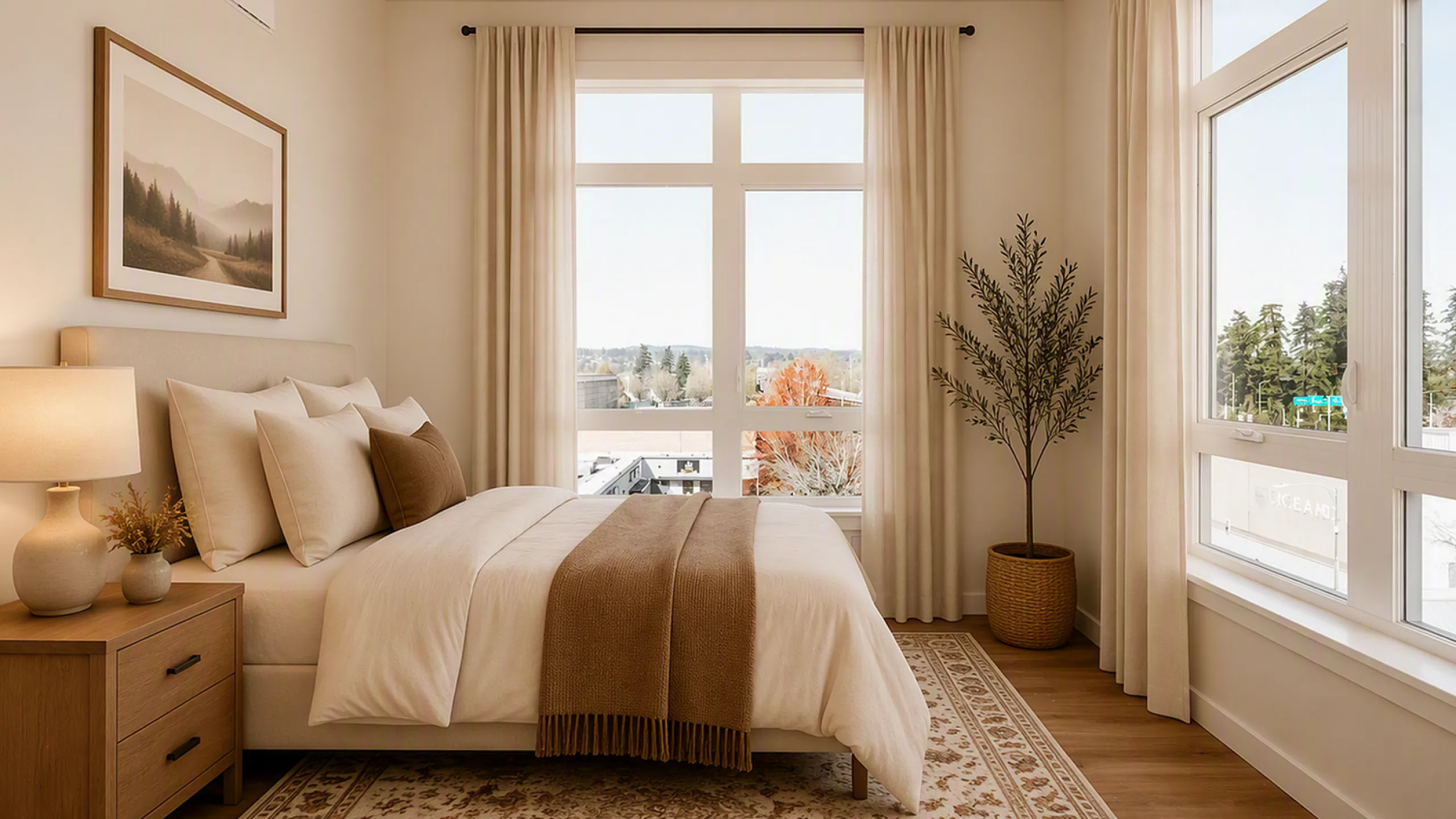 virtually staged bedroom at Rivenwood