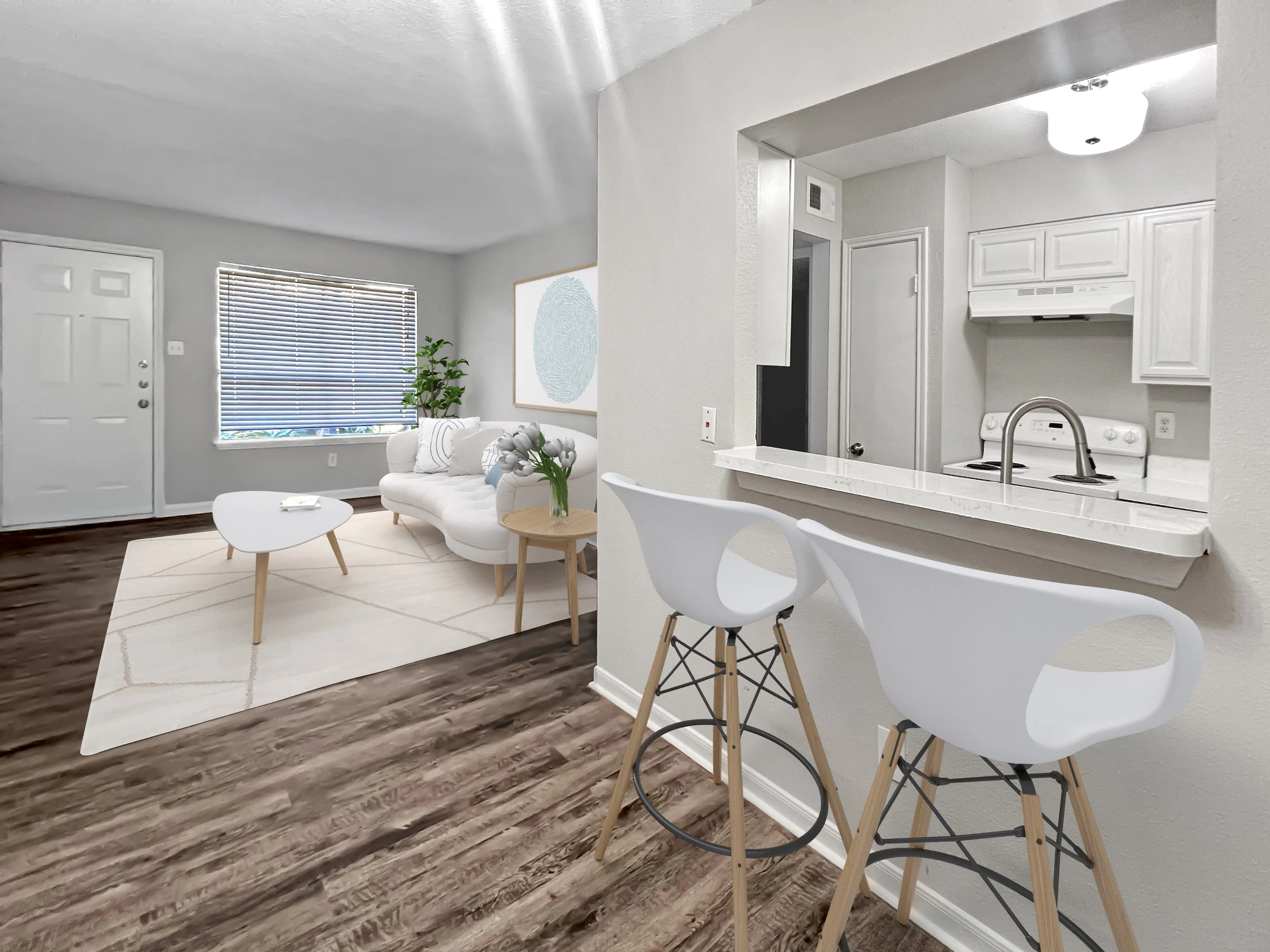 Memorial Fountain Apartment Kitchen and Living Room | Apartments in Houston, TX