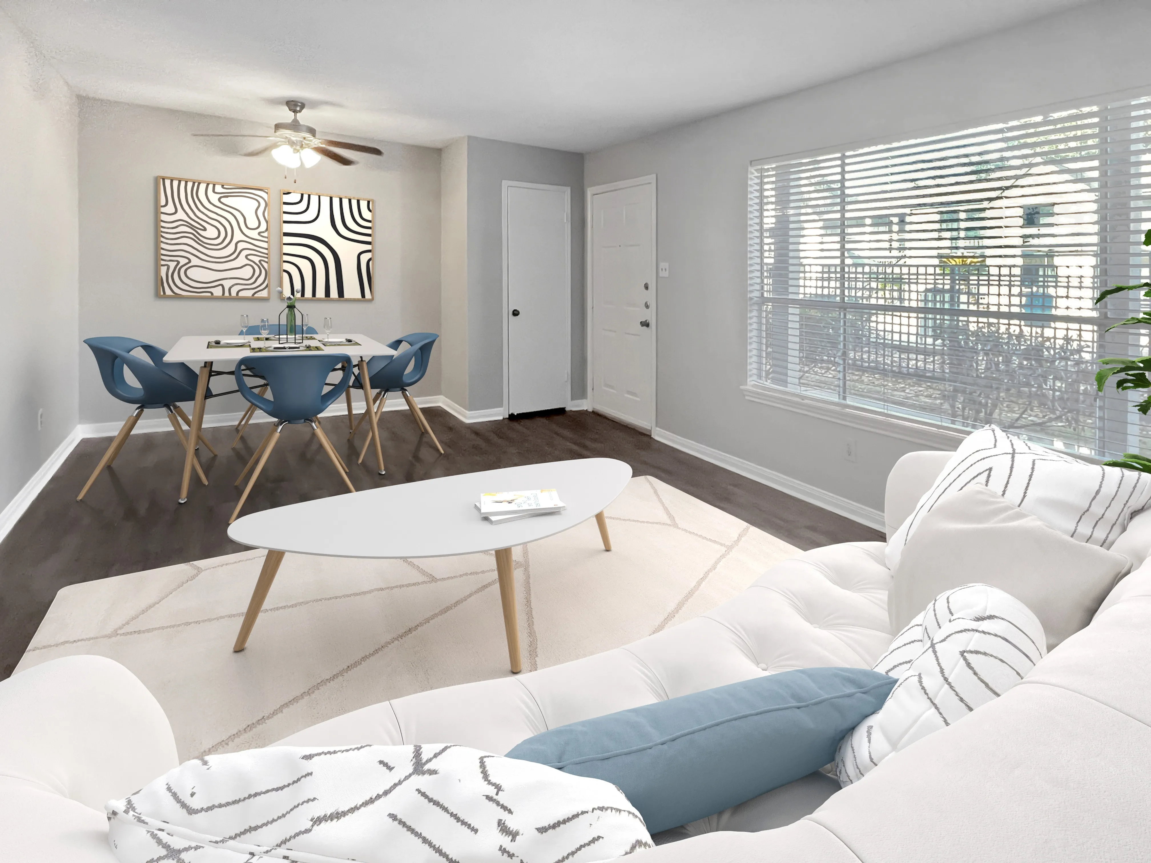 Memorial Fountain Apartment Living Room and Dinning Room | Apartments in Houston, TX