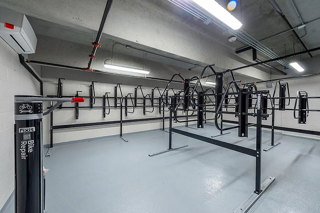 Modern indoor bike storage room | Caroline at Memorial | Houston, Texas
