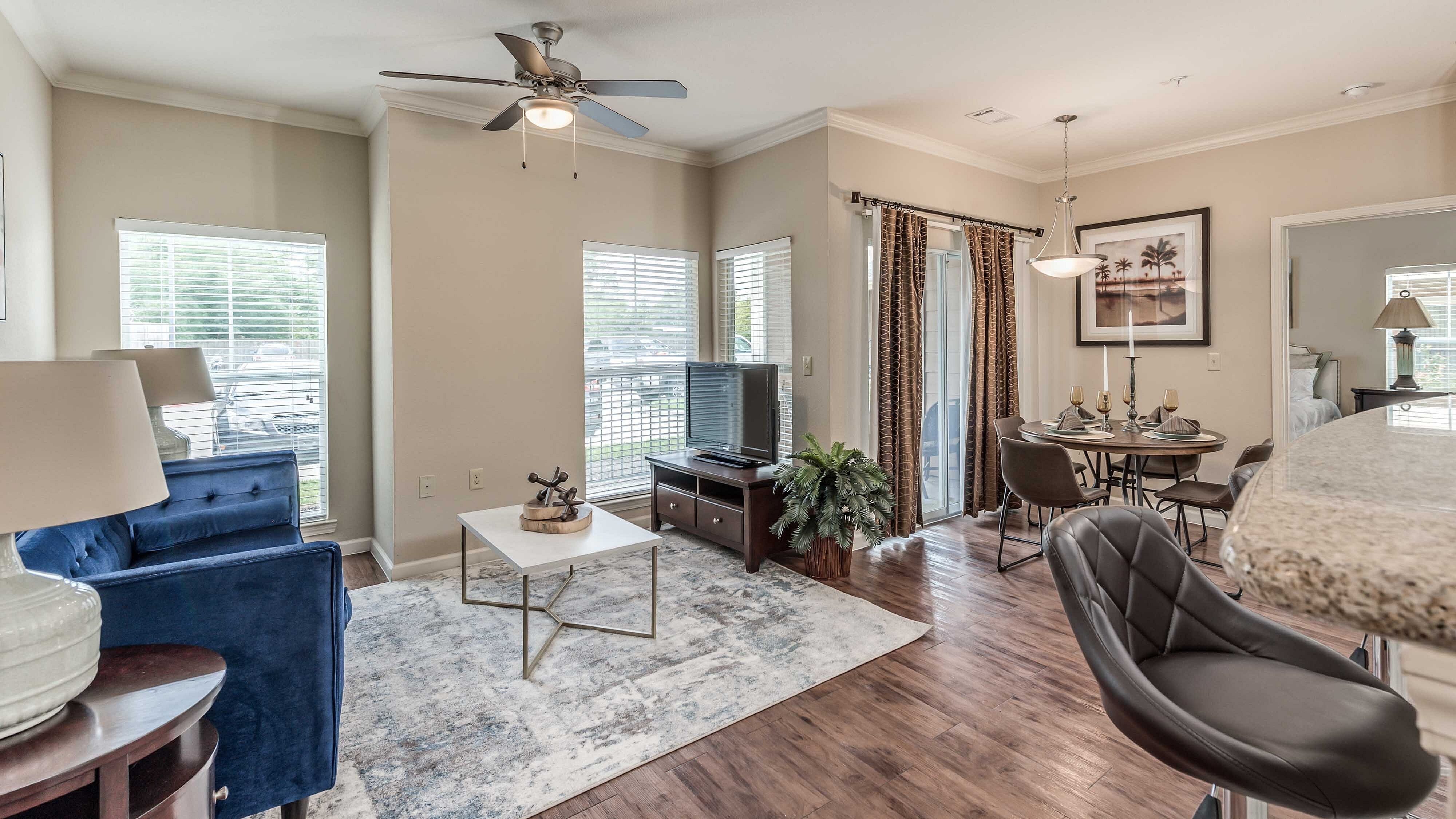 Open-concept dining area and kitchen at Bennett Baytown