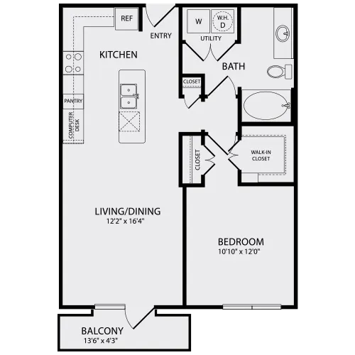 MID-A2.1 | Midtown Houston Living | Apartments in Houston, TX