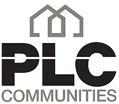 Logo of PLC Communities featuring stylized house graphic.
