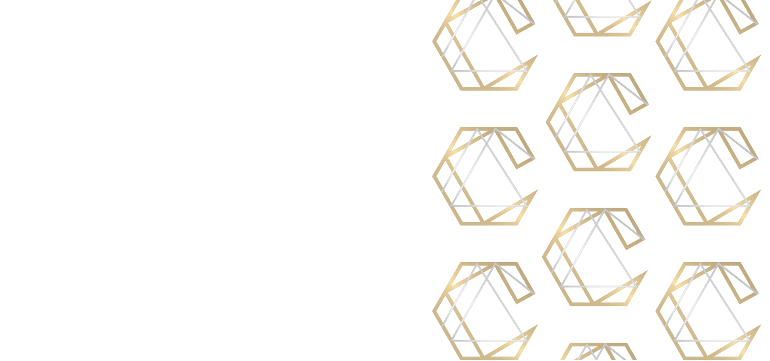 Elegant geometric wallpaper design featuring gold and silver hexagonal and triangular patterns on a sleek black background.