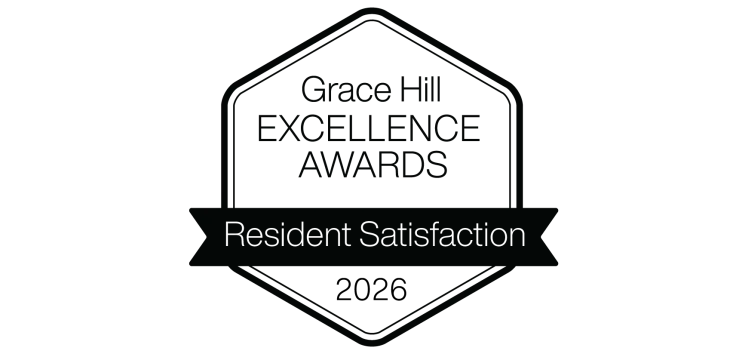 Grace Hill Excellence Awards emblem for outstanding resident satisfaction.