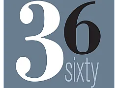 Modern logo design displaying the number 36 in a bold and sophisticated style against a muted blue background.