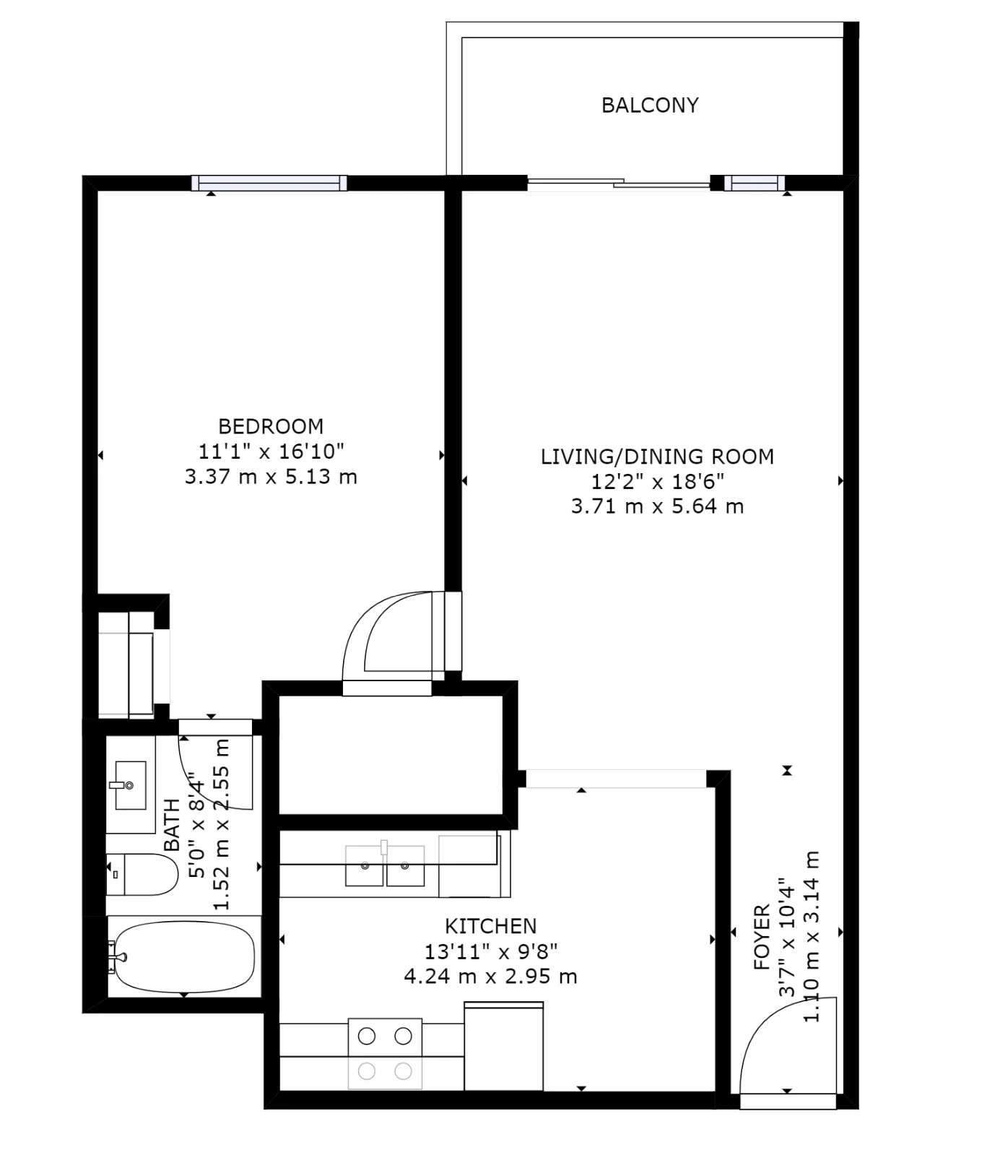 1BR/1BA Layout