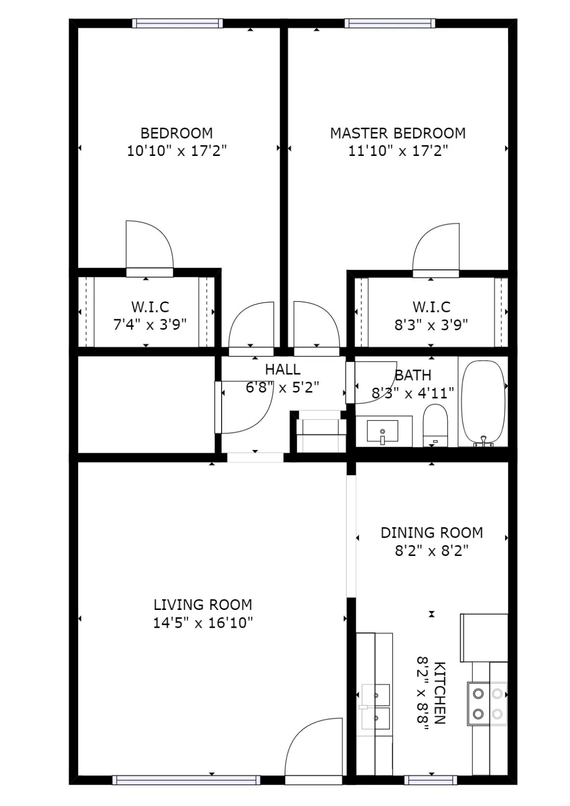 2BR/1BA Layout