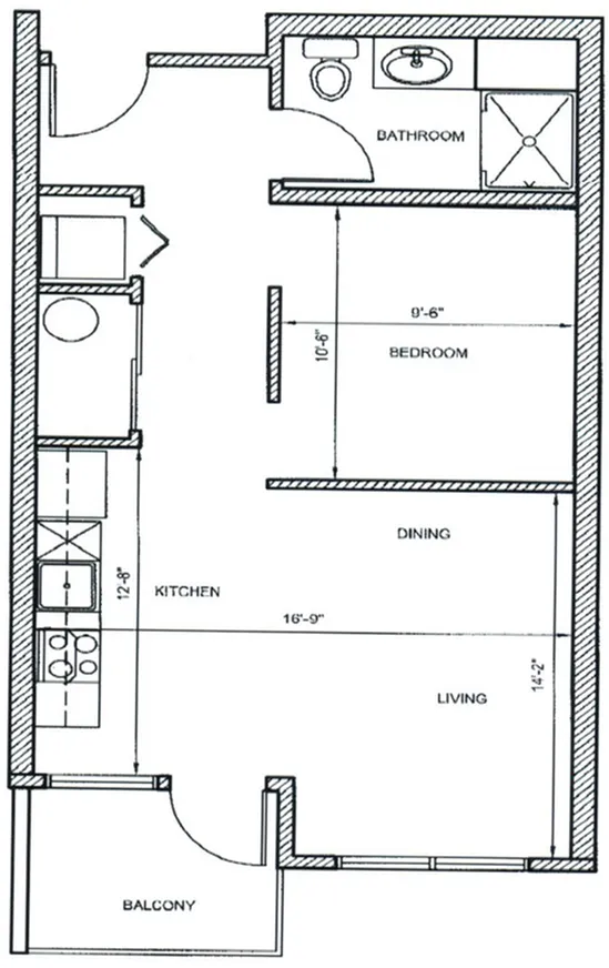 Studio B with balcony