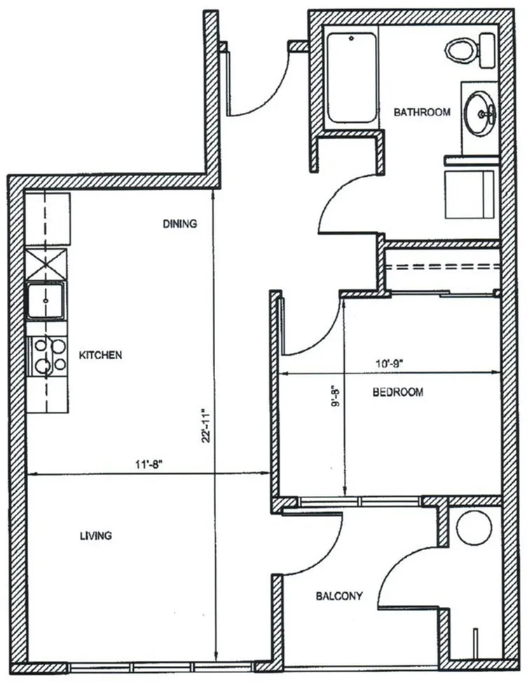 1Bed C Units 413,411,313,311,213,211