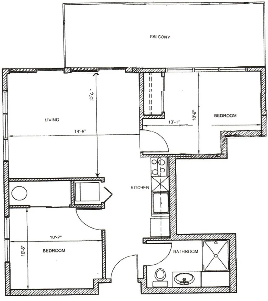 2Bed, 1Bath B Units 404,405