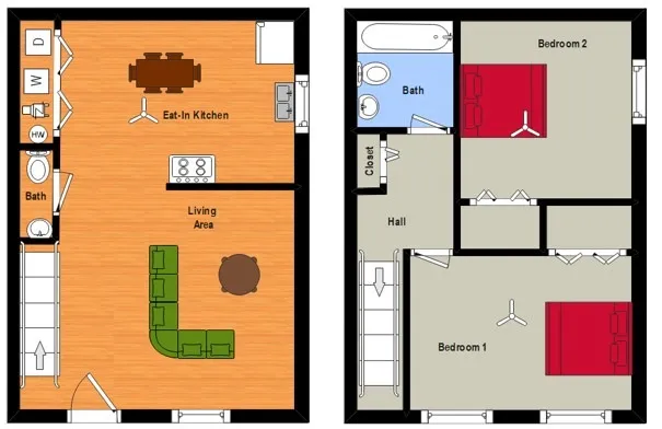 2 BR TH Floor Plan