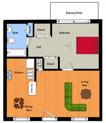 1 BR Luxe Floor Plan