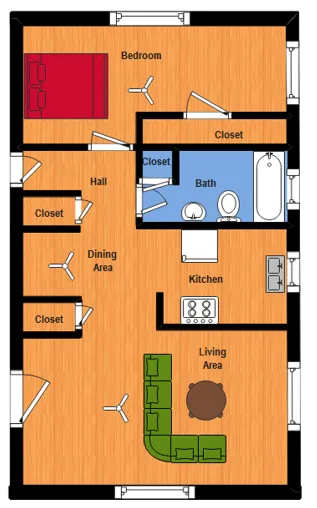 1 BR Floor Plan