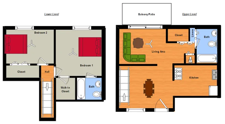 2 Bed Townhome Floor Plan