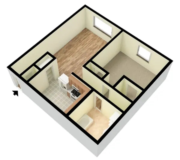 1 BR Chic 3D Unfurnished