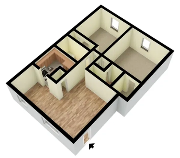 2 BR Chic 3D Unfurnished