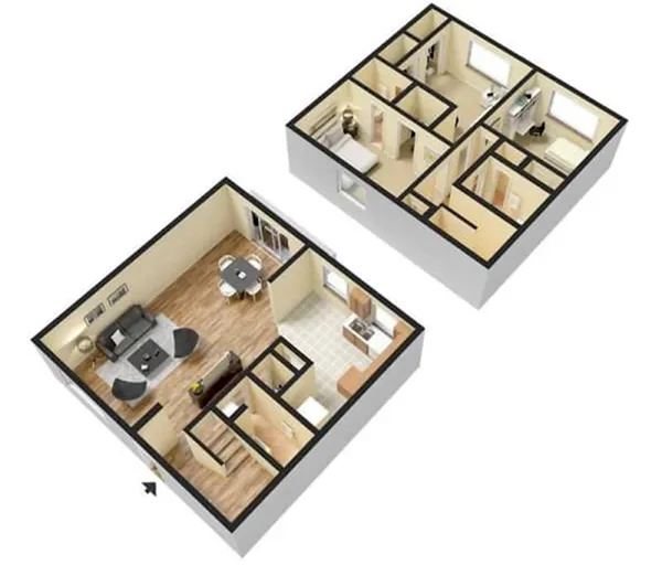 3 BR 1F, 2H Ba 3D Furnished